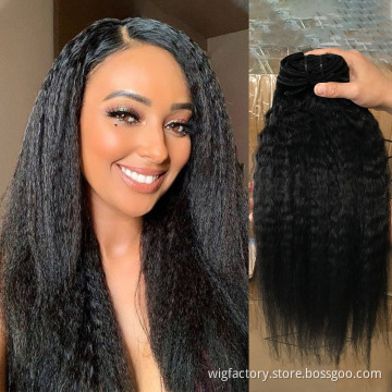 Kinky straight cutile alinged hair clip ins, 120g/pack 8pcs clip ins virgin hair, kinky straight clip in hair extensions